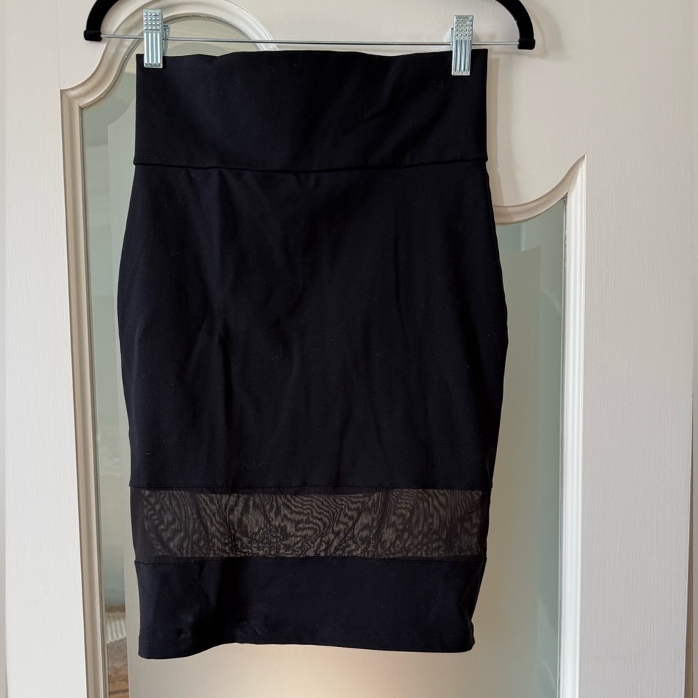 Bebe Black Pencil Skirt with Sheer Detail